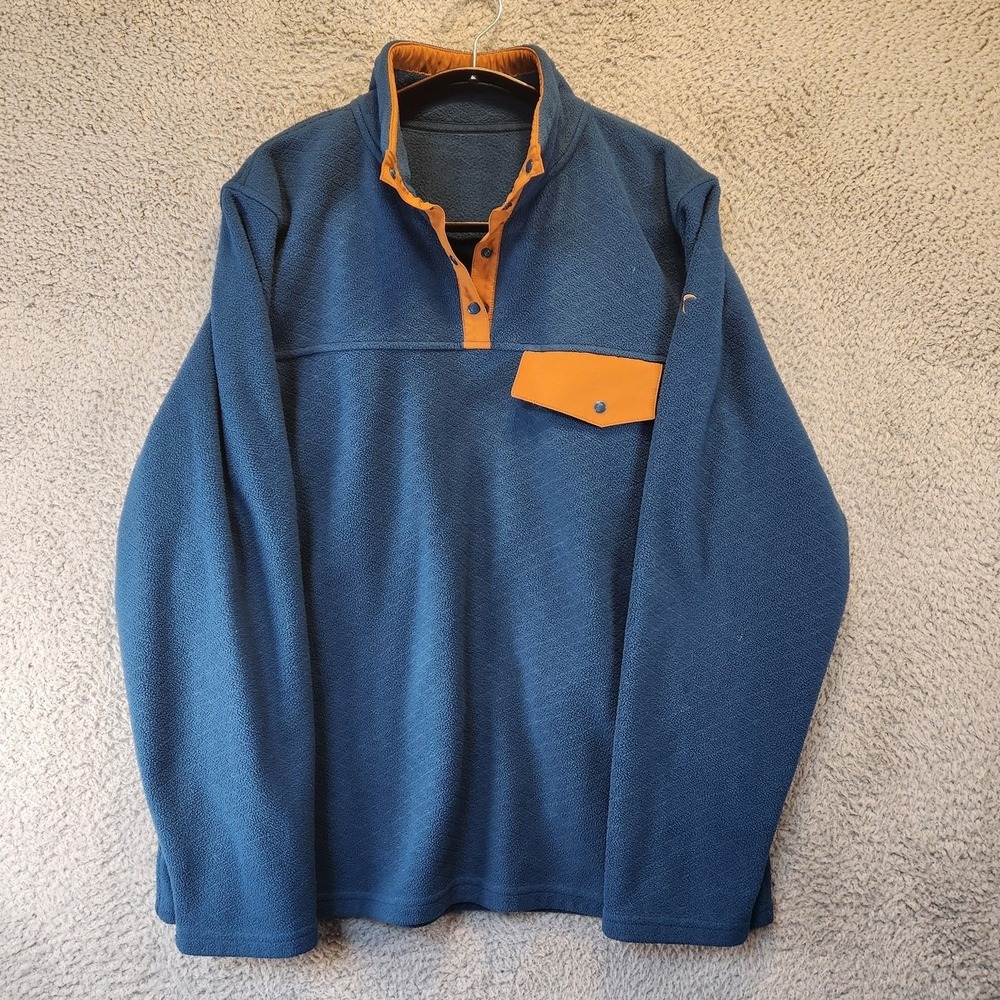 Zyia Active Pullover Mens 2XL Blue Orange Snap Fleece Jacket Pocket Outdoors